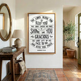 Scripture Type hand drawn art The Lord Bless You Numbers 6:24-26 Aaronic Blessing framed canvas #color_black & white