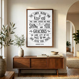 Scripture Type hand drawn art The Lord Bless You Numbers 6:24-26 Aaronic Blessing framed canvas #color_black & white