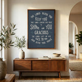 Scripture Type hand drawn art The Lord Bless You Numbers 6:24-26 Aaronic Blessing framed canvas #color_navy