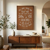 Scripture Type hand drawn art The Lord Bless You Numbers 6:24-26 Aaronic Blessing framed canvas #color_terracotta