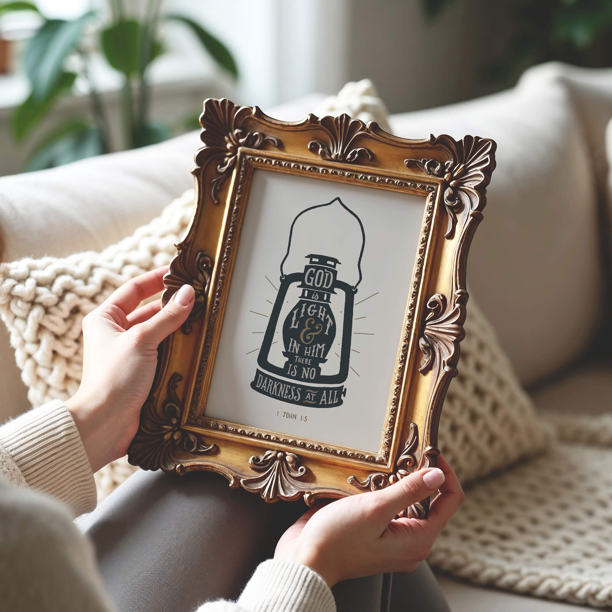 1 John 1:5 Light hand drawn Scripture art print by Scripture Type #color_stone