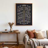 The Word of God is Living and Active Hebrews 4:12 Scripture canvas wall art hand-drawn by Scripture Type #color_charcoal