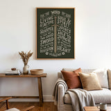 The Word of God is Living and Active Hebrews 4:12 Scripture canvas wall art hand-drawn by Scripture Type #color_forest