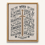 The Word of God is Living and Active Hebrews 4:12 Scripture canvas wall art hand-drawn by Scripture Type #color_stone