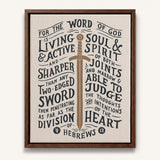 The Word of God is Living and Active Hebrews 4:12 Scripture canvas wall art hand-drawn by Scripture Type #color_stone