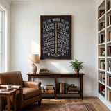 The Word of God is Living and Active Hebrews 4:12 Scripture canvas wall art hand-drawn by Scripture Type #color_charcoal