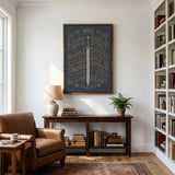 The Word of God is Living and Active Hebrews 4:12 Scripture canvas wall art hand-drawn by Scripture Type #color_navy
