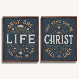 Only One Life, 'Twill Soon Be Past C.T. Studd hand-drawn framed art print by Scripture Type #color_navy