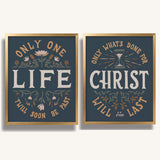 Only One Life, 'Twill Soon Be Past C.T. Studd hand-drawn framed art print by Scripture Type #color_navy