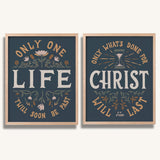 Only One Life, 'Twill Soon Be Past C.T. Studd hand-drawn framed art print by Scripture Type #color_navy