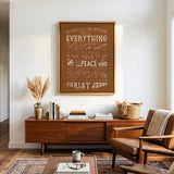 Be anxious for nothing Philippians 4:6-7  framed Scripture wall art hand-drawn by Scripture Type #color_terracotta