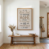 Hold Fast Hebrews 10:23 Framed canvas wall art hand-drawn Scripture typography by Scripture Type #color_stone
