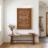 Hold Fast Hebrews 10:23 Framed canvas wall art hand-drawn Scripture typography by Scripture Type #color_terracotta