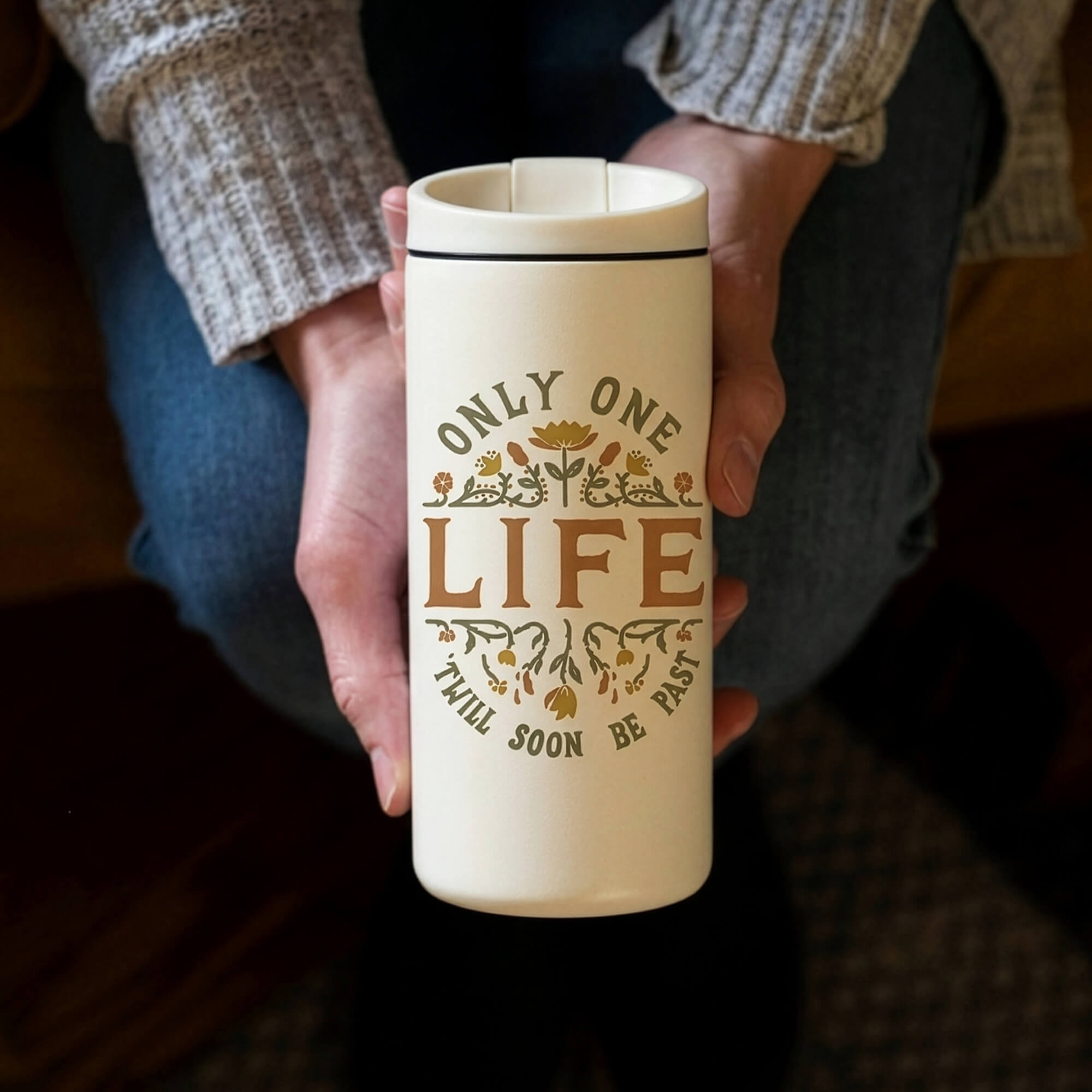 Only One Life C.T. Studd quote hand-drawn insulated travel tumbler by Scripture Type