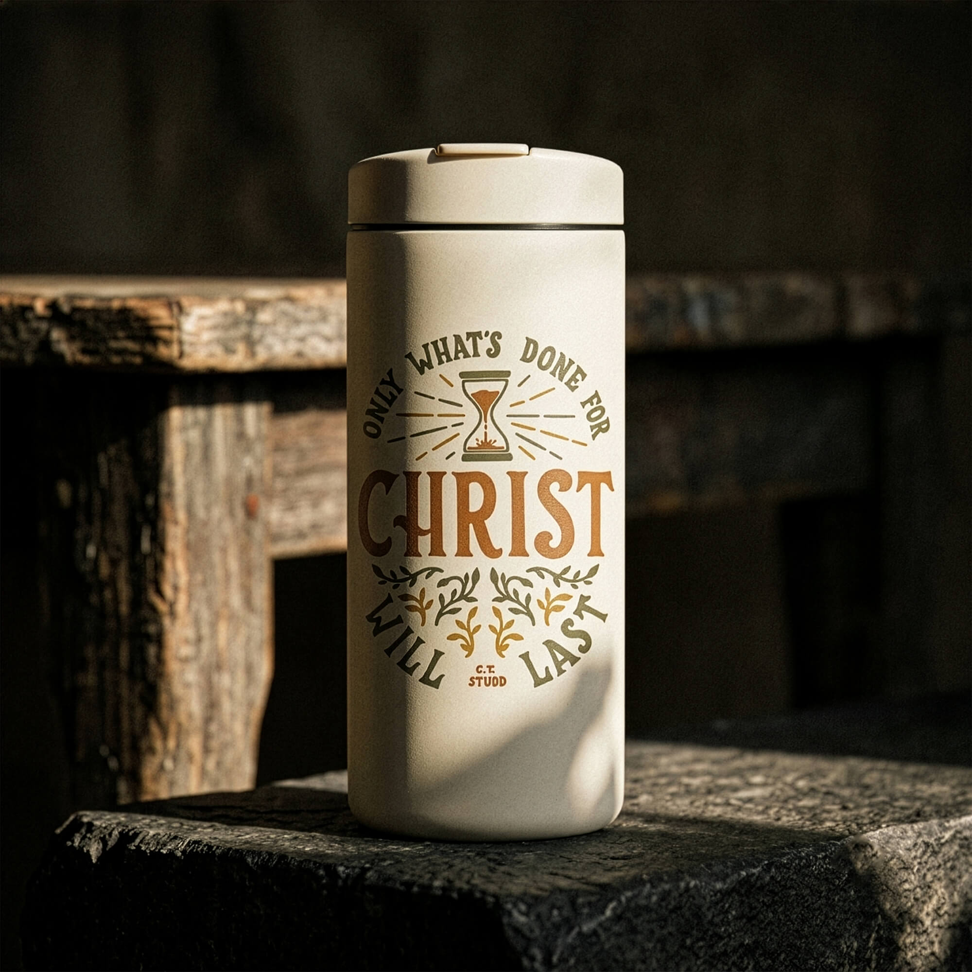 Only One Life C.T. Studd quote hand-drawn insulated travel tumbler by Scripture Type