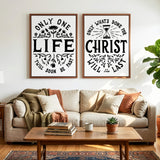 Only One Life, 'Twill Soon Be Past C.T. Studd hand-drawn framed canvas by Scripture Type #color_black & white