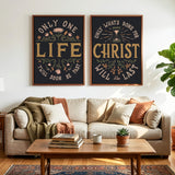 Only One Life, 'Twill Soon Be Past C.T. Studd hand-drawn framed canvas by Scripture Type #color_charcoal