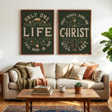 Only One Life, 'Twill Soon Be Past C.T. Studd hand-drawn framed canvas by Scripture Type #color_forest