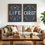 Only One Life, 'Twill Soon Be Past C.T. Studd hand-drawn framed canvas by Scripture Type #color_navy