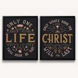 Only One Life, 'Twill Soon Be Past C.T. Studd hand-drawn framed canvas by Scripture Type #color_charcoal