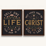 Only One Life, 'Twill Soon Be Past C.T. Studd hand-drawn framed canvas by Scripture Type #color_charcoal