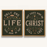 Only One Life, 'Twill Soon Be Past C.T. Studd hand-drawn framed canvas by Scripture Type #color_forest
