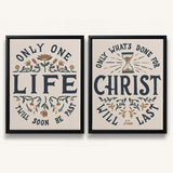 Only One Life, 'Twill Soon Be Past C.T. Studd hand-drawn framed canvas by Scripture Type #color_stone