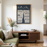 Trust in the Lord with all your heart Proverbs 3:5-6  Scripture framed wall art hand-drawn by Scripture Type #color_navy
