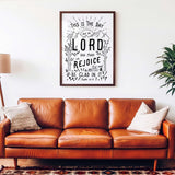 Psalm 118:24 This is the day the Lord has made framed Scripture art print hand-drawn by Scripture Type #color_black & white
