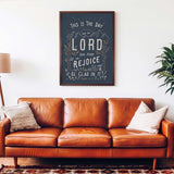 Psalm 118:24 This is the day the Lord has made framed Scripture art print hand-drawn by Scripture Type #color_navy