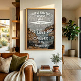 Romans 8:28 All things for good hand-drawn Scripture framed canvas wall art by Scripture Type #color_photo
