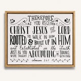 Rooted and built up in Him Colossians 2:-7 hand-drawn Scripture framed wall art by Scripture Type #color_black & white