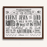 Rooted and built up in Him Colossians 2:-7 hand-drawn Scripture framed wall art by Scripture Type #color_black & white