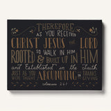 Rooted and built up in Him Colossians 2:-7 hand-drawn Scripture framed wall art by Scripture Type #color_charcoal