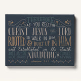 Rooted and built up in Him Colossians 2:-7 hand-drawn Scripture framed wall art by Scripture Type #color_navy