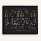 Rooted and built up in Him Colossians 2:-7 hand-drawn Scripture framed wall art by Scripture Type #color_charcoal