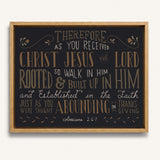Rooted and built up in Him Colossians 2:-7 hand-drawn Scripture framed wall art by Scripture Type #color_charcoal