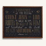 Rooted and built up in Him Colossians 2:-7 hand-drawn Scripture framed wall art by Scripture Type #color_charcoal