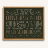 Rooted and built up in Him Colossians 2:-7 hand-drawn Scripture framed wall art by Scripture Type #color_forest