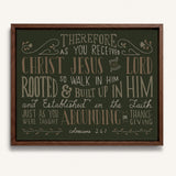Rooted and built up in Him Colossians 2:-7 hand-drawn Scripture framed wall art by Scripture Type #color_forest