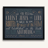 Rooted and built up in Him Colossians 2:-7 hand-drawn Scripture framed wall art by Scripture Type #color_navy