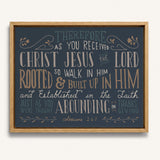 Rooted and built up in Him Colossians 2:-7 hand-drawn Scripture framed wall art by Scripture Type #color_navy
