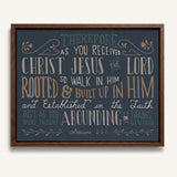 Rooted and built up in Him Colossians 2:-7 hand-drawn Scripture framed wall art by Scripture Type #color_navy