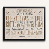 Rooted and built up in Him Colossians 2:-7 hand-drawn Scripture framed wall art by Scripture Type #color_stone