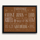 Rooted and built up in Him Colossians 2:-7 hand-drawn Scripture framed wall art by Scripture Type #color_terracotta
