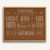 Rooted and built up in Him Colossians 2:-7 hand-drawn Scripture framed wall art by Scripture Type #color_terracotta