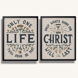 Only One Life, 'Twill Soon Be Past C.T. Studd hand-drawn framed art print by Scripture Type #color_stone