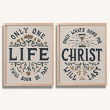 Only One Life, 'Twill Soon Be Past C.T. Studd hand-drawn framed art print by Scripture Type #color_stone