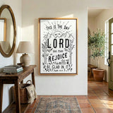 Psalm 118:24 This Is The Day hand-drawn framed Scripture wall art by Scripture Type #color_black & white