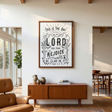 Psalm 118:24 This Is The Day hand-drawn framed Scripture wall art by Scripture Type #color_black & white